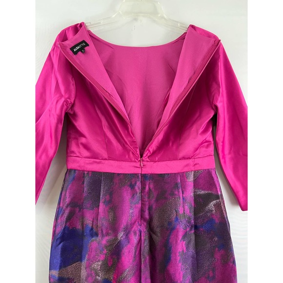 Alisa Style Dress Size M Medium Satin Pink Watercolor Floral Cocktail - Picture 4 of 4
